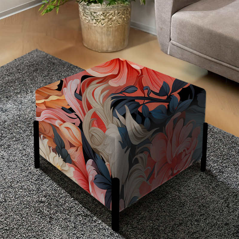 Motif floral rose rebelle soul - repose-pieds carré floral