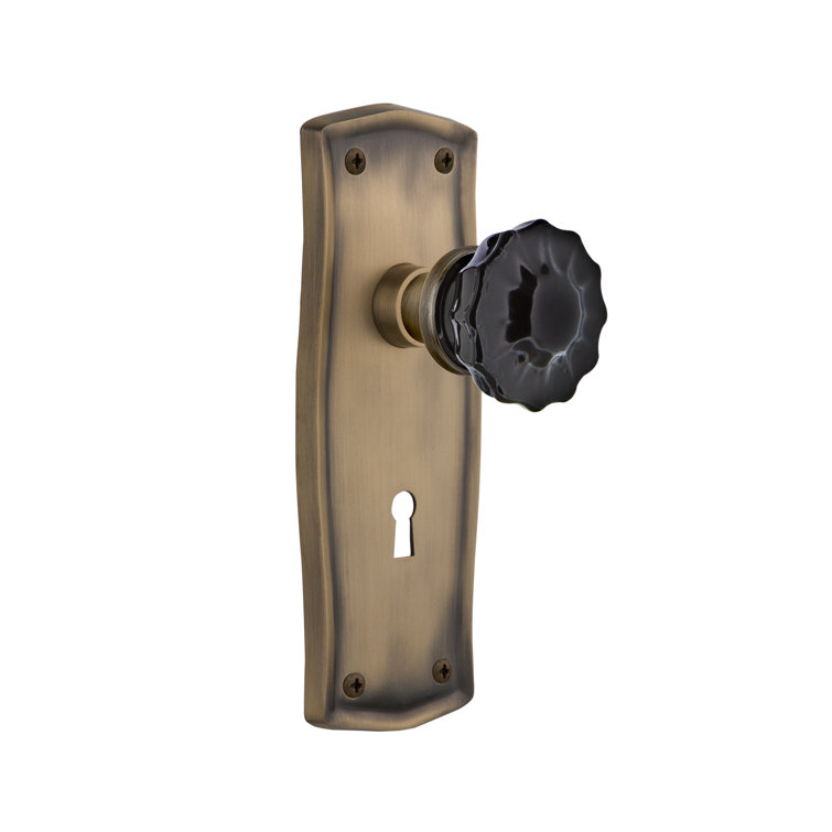 Prairie Plate with Decorative Keyhole and Crystal Black Door Knob