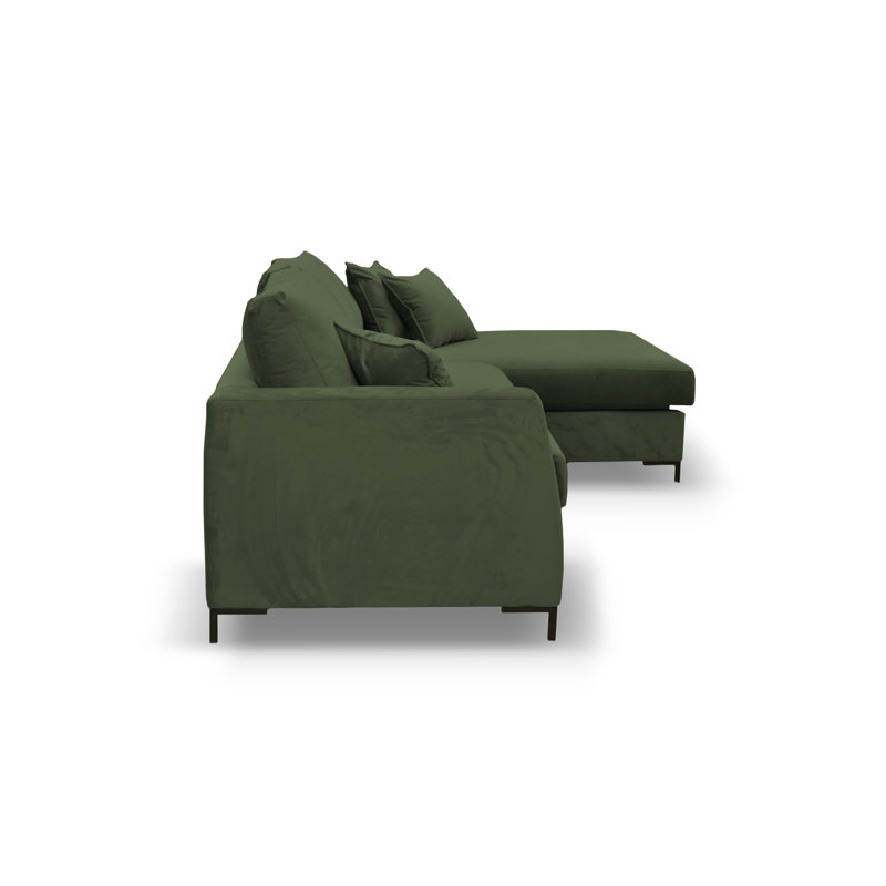 Inwood 4 Seater Corner Sofa , Right Hand Facing, Dark green 100 % polyester