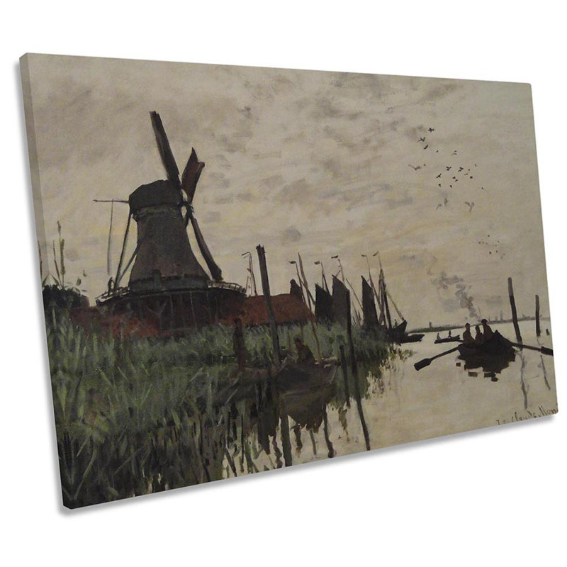 Claude Monet Windmill And Boats - Wrapped Canvas Print, 30.5cm H x 45.7cm W x 2cm D