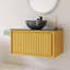 Meuble-lavabo mural simple avec comptoir en pierre frittée noire
