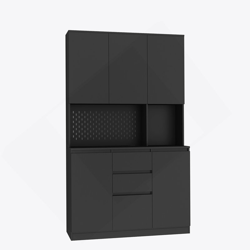 Armoire de cuisine autoportante de 74 pouces avec 6 portes, 3 tablettes et 2 tiroirs pour des solutions de rangement polyvalentes