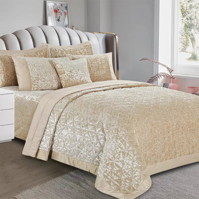 Velvet Plush Crushed Velvet Quilted Coverlet Set – Soft Microfiber Backing