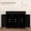 Buffets, armoire de rangement moderne noire patinée avec 3 tiroirs Tablette réglable | Plateau en bois d'hévéa massif | Structure en bois d'ingénierie