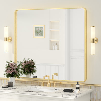  Miroir de salle de bain mural en verre trempé et métal Molly