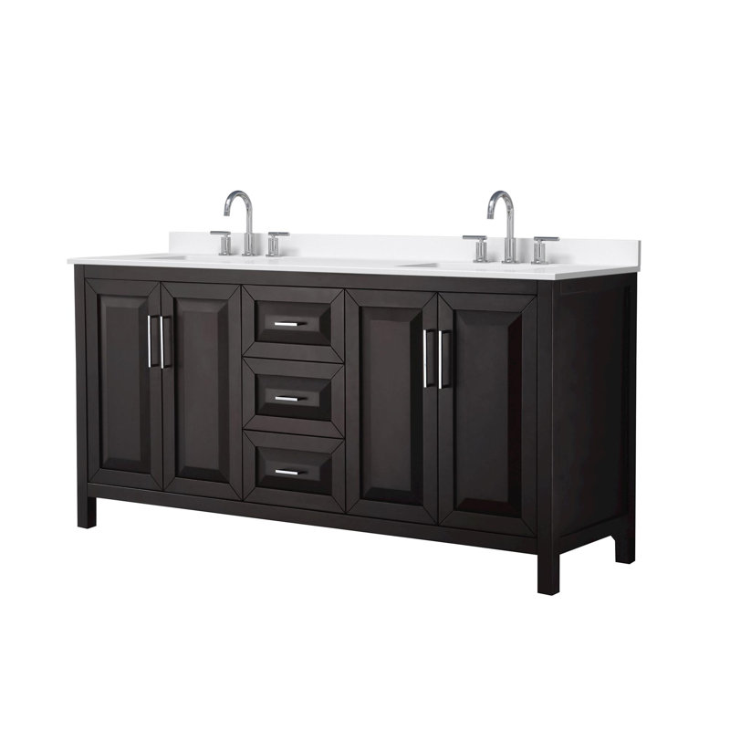 Daria 72'' W Vanity, Giotto Quartz, Brown, Polished Chrome
