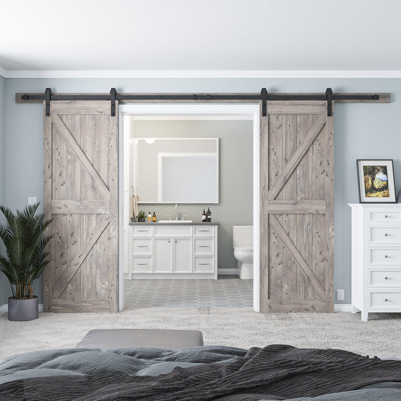 Classic Design Sliding Standard Double Barn Door Hardware Kit (Not Include Door), 144 in.