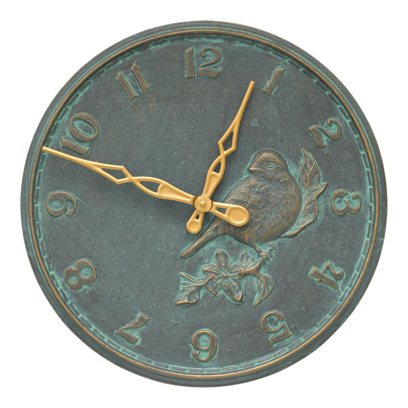 16 Songbird Clock, Bronze Verdigris