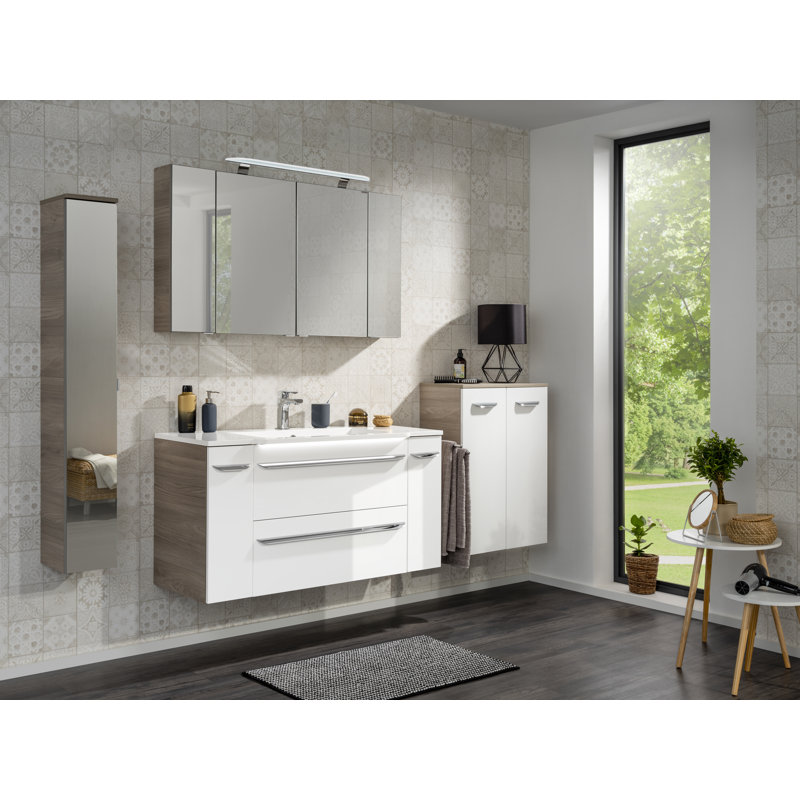 Luxor Bathroom Cabinet, Brown/White