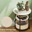 Table basse Table d'appoint ronde avec station de charge, table de bout à 3 niveaux avec sac de rangement en tissu et tablette, bois naturel