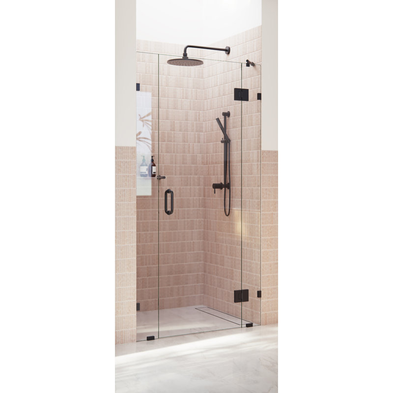 Stellar 39.5 in. x 78 in. Fully Frameless 3 Panel Inline Hinge Shower Door, Matte Black