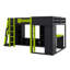 Lit simple en L à hauteur simple avec bureaux intégrés, structure de lit de jeu en bois avec DEL RVB, connecteurs USB, support pour téléviseur et unités de rangement-27252407