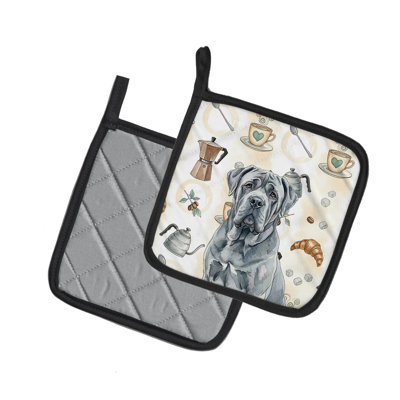 Blue Neapolitan Mastiff Coffee Bar Pair of Pot Holders