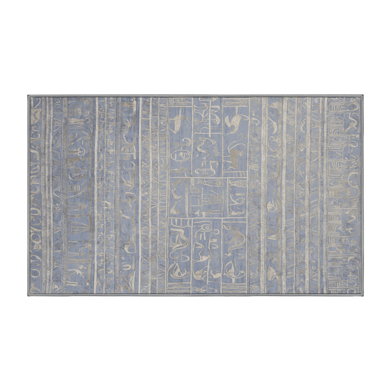Machine Washable Gray Area Rug, Rectangle 7' x 9'