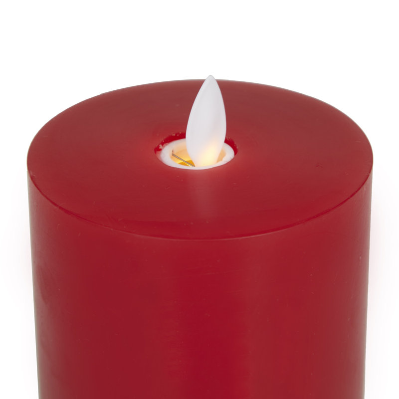 Ensemble de 3 bougies sans flamme Coastal, Rouge, H 5 po x l 3 po / H 3,7 po x l 3 po / H 3 po x l 3
