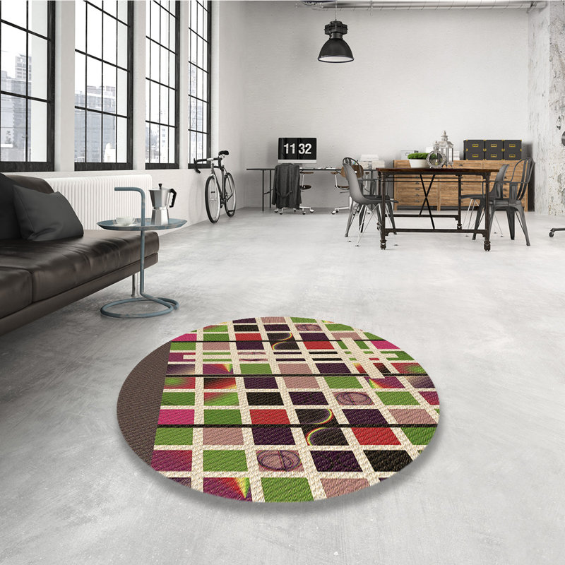 Tapis 100% à motif lavable à la machine 2989, Rond 5 pi