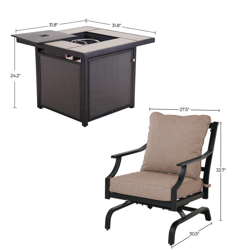 4 - Person Patio Conversation Set with Cushions, Khaki