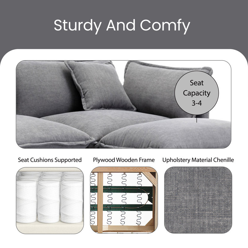 Miar Upholstered Sectional, Grey Chenille