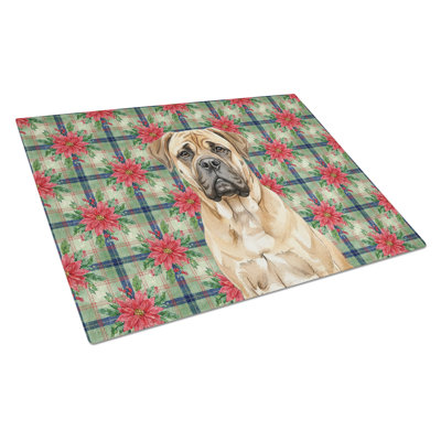 Planche à découper en verre Bullmastiff Christmas PoinsettIas