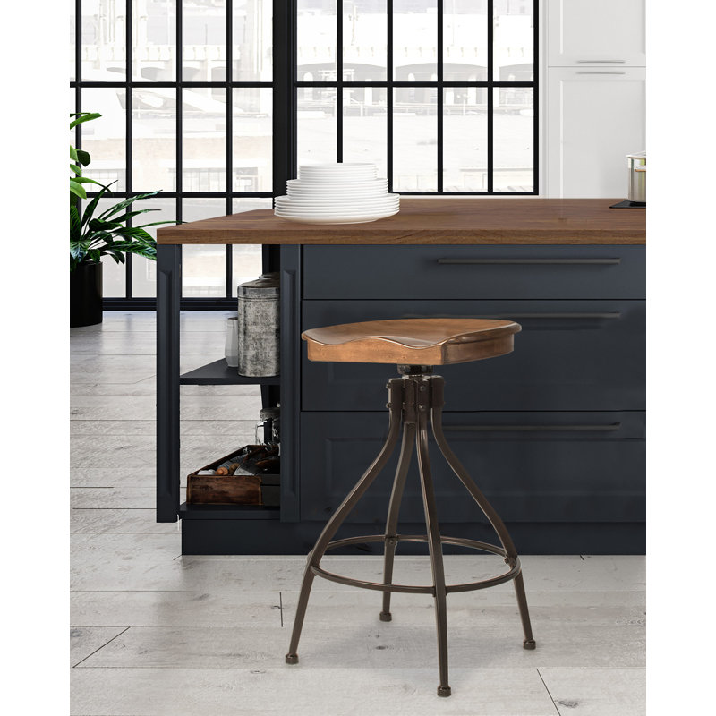Vlad Metal Adjustable Height Bar Stool, Brown