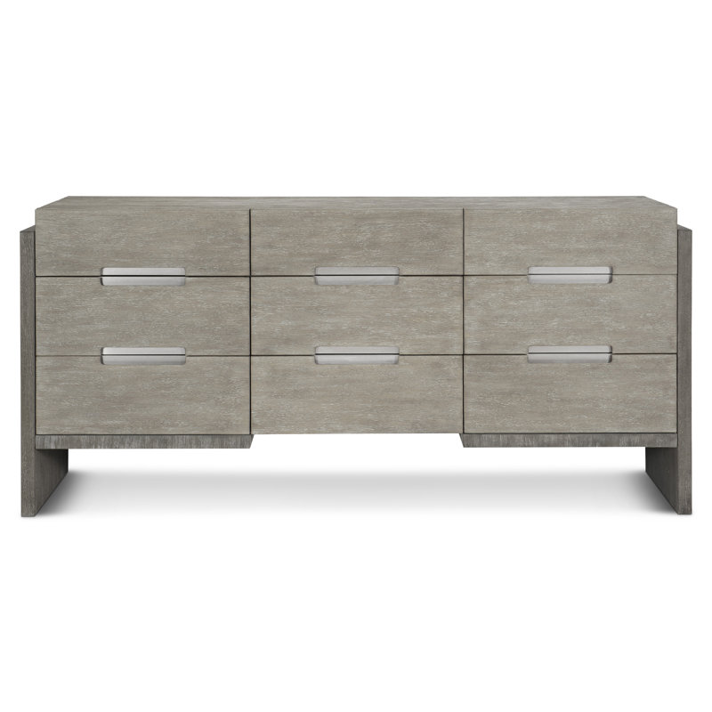 Transitional Brown Acacia 9-Drawer Soft Close Dresser