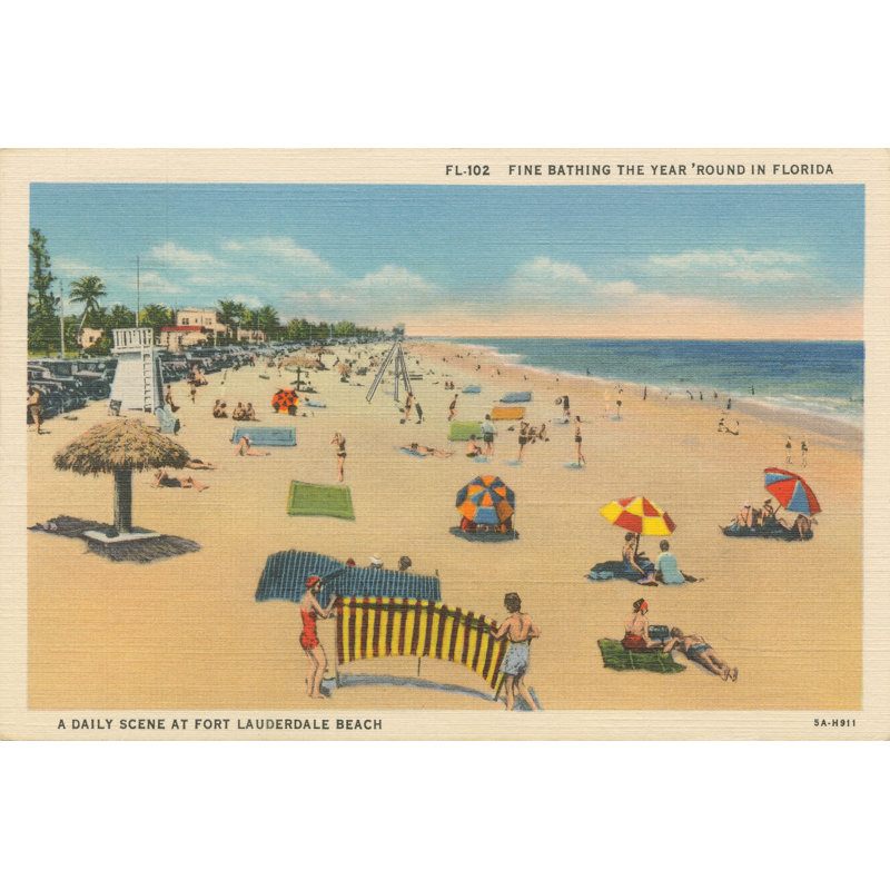 «Beach Post card I» par Wild Apple Portfolio - impression sur toile tendue, H 8 po x l 12 po, Non, Cadre flottant blanc