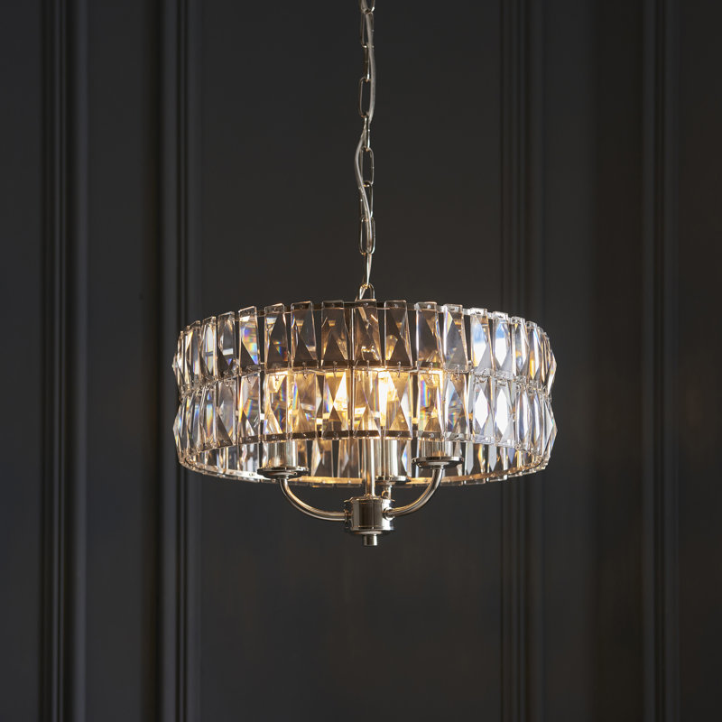 Yukon 3 - Light Drum Chandelier, Bright Nickel