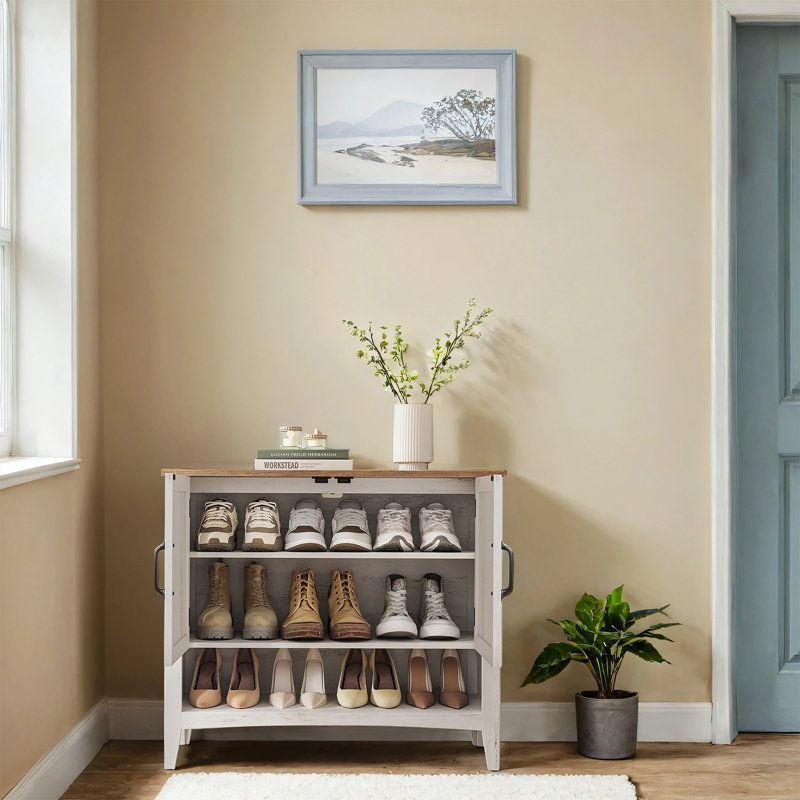 12 Pair Stackable Shoe Storage Cabinet