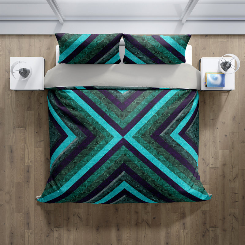 Polyester Geometric Shapes Duvet Cover, Queen Duvet Cover + 2 Shams