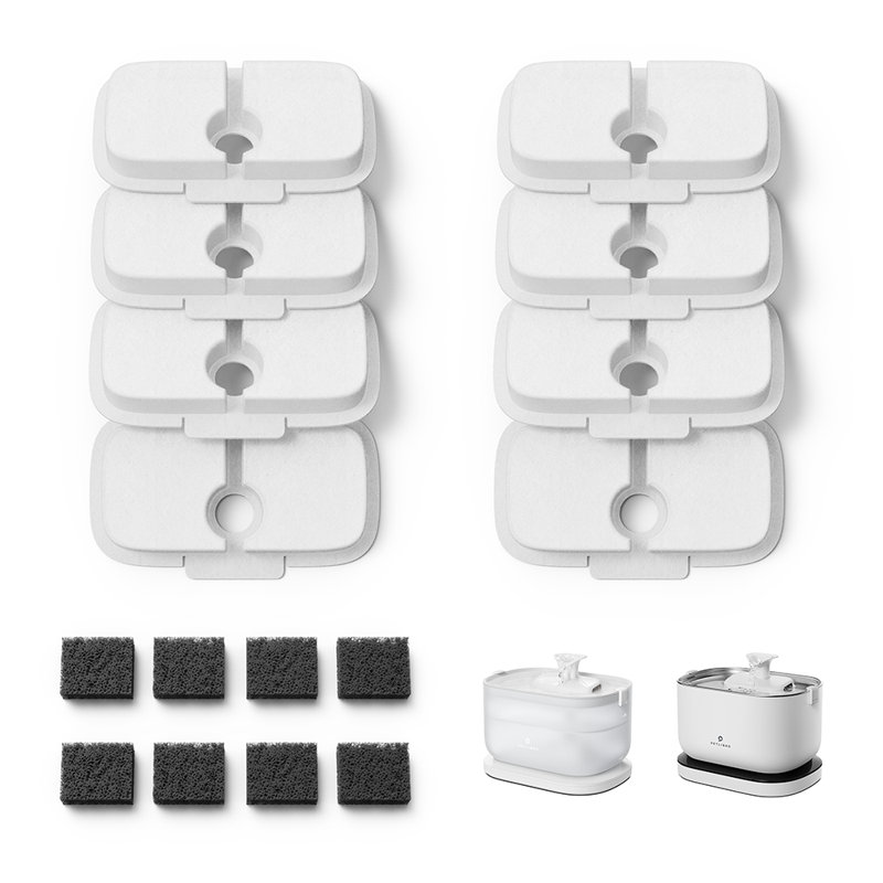 White and Black Cat Water Fountain Replacement Filters, 8-Pack