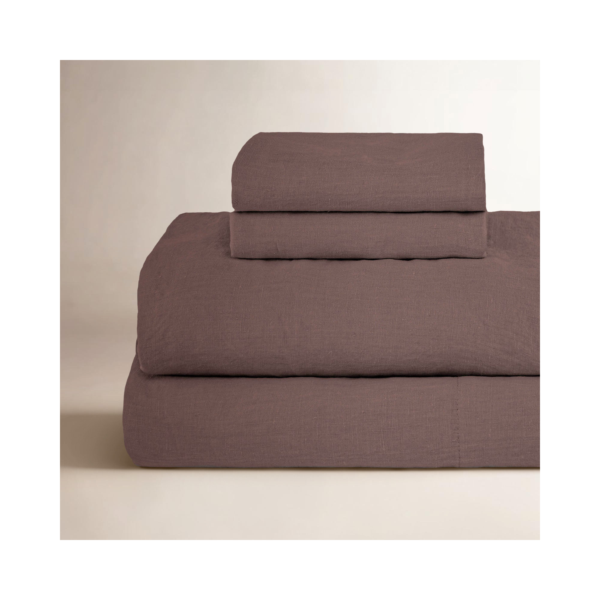 100% French Linen Sheet Set, Twin Sheet Set with 1 Pillowcase, Clove