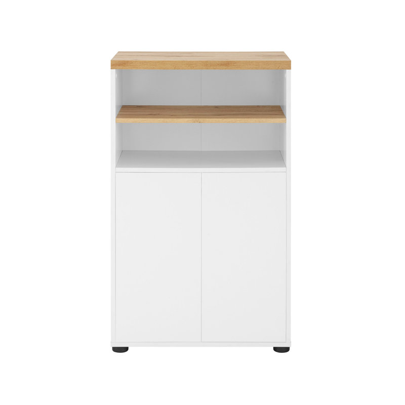 Acelynn Display Cabinet, White/Oak