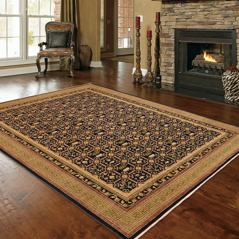 Tapis oriental noir / orange en laine noué à la main 9 pi 1 po x 11 pi 5 po Oriental