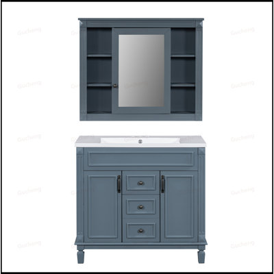 Meuble-lavabo à fermeture en douceur 36 po avec miroir