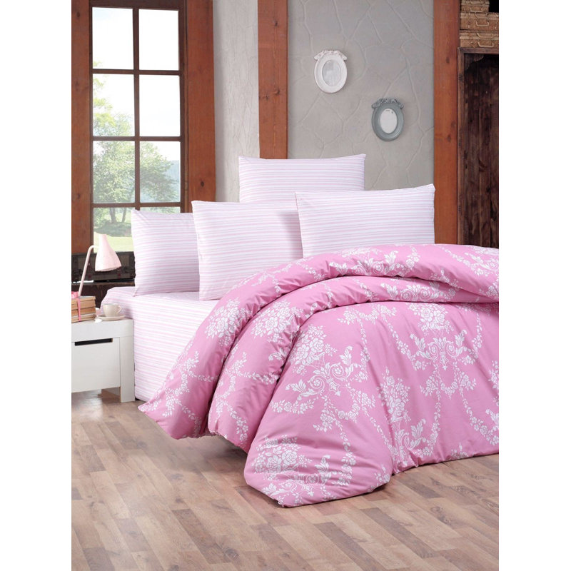 Ensemble de housse de courtepointe simple de qualité supérieure Ranforce, 100% coton, 61,0 x 86,6 pouces, 145 fils | Comprend 1 taie d'oreiller (31,5 po x 31,5 po) avec fermeture à enveloppe et housse de couette à fermeture à boutons | Design élégant bleu et blanc, lavable à la machine