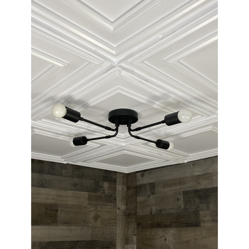 Plafonnier semi-encastré 4 lumières Argelis, Noir mat