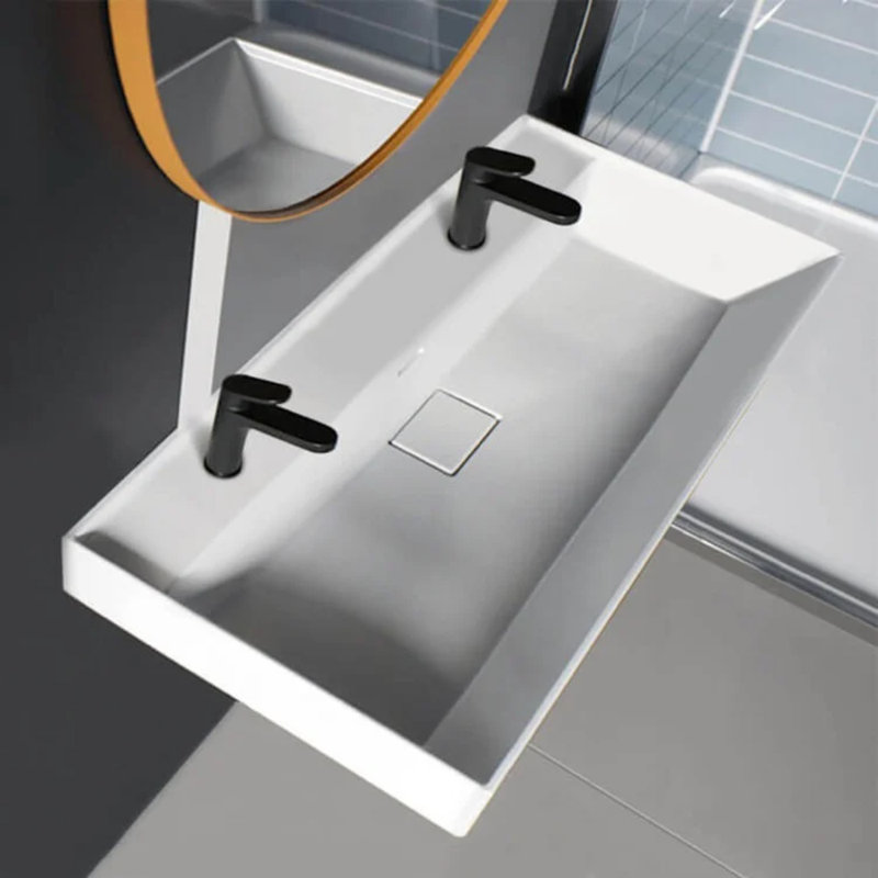 Lavabo de salle de bain rectangulaire en céramique avec trop-plein 18,7 po CeraStyle