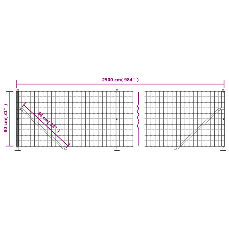 Carnegie Anthracite Metal Fence Panels, 2500cm W x 80cm H, Green