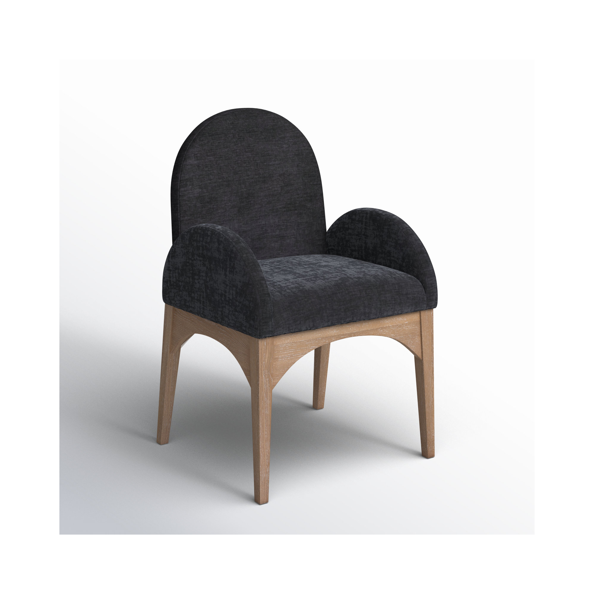 Charith Arm Chair, Black Chenille, Natural