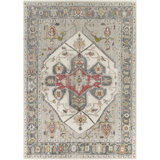 Oriental Hand-Knotted Indoor/Outdoor Area Rug in Gray/Beige/Red
