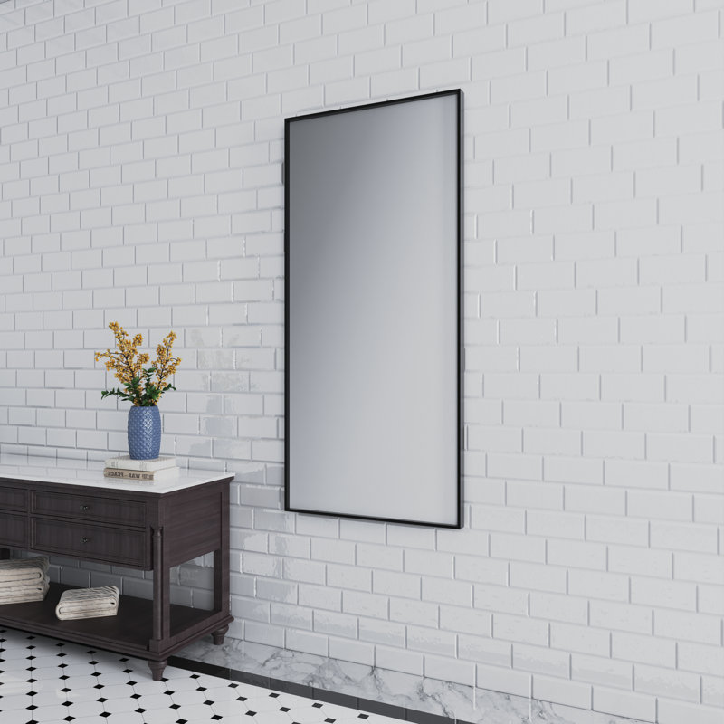 Metal Rectangle Mirror, 28" x 60", Black
