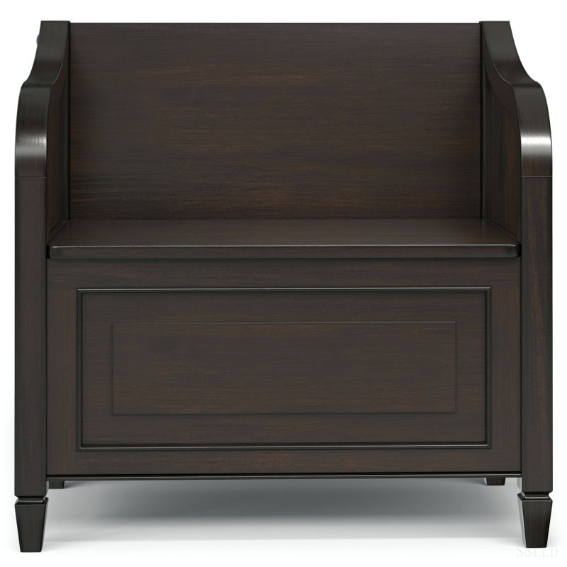 Banc de rangement en bois massif Connaught, H 29,5 po x L 18,2 po x P 30 po