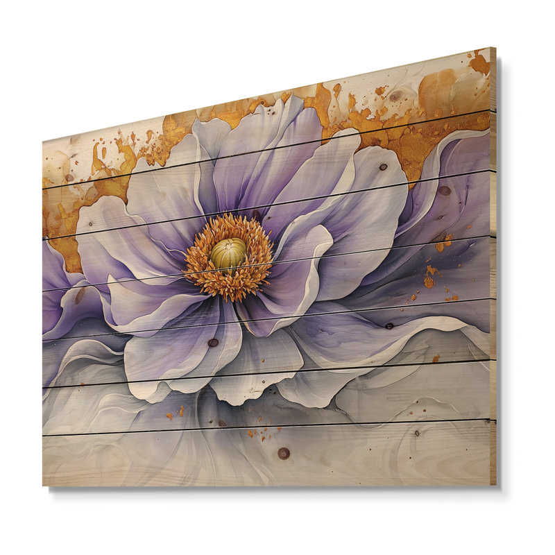 Éclat moderne de Dahlia I - art mural en bois Dahlia - sur bois de pin naturel, H 10 po x l 20 po x P 0,78 po