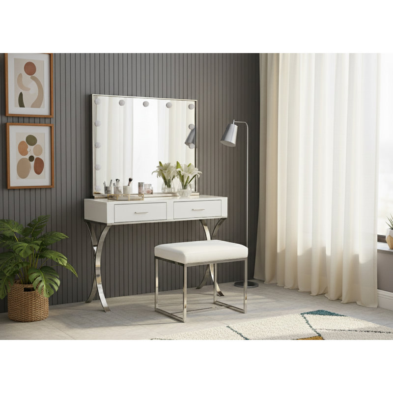 Monroe Stainless Steel Vanity Stool, Chrome