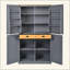 Grande armoire de rangement autoportante avec 2 tiroirs, 2 tablettes réglables, 8 tablettes de porte pour la cuisine, la salle à manger-129580982
