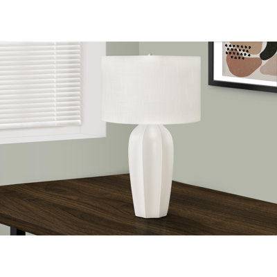 Lighting, 27 po, lampe de table, céramique crème, abat-jour ivoire / crème, moderne