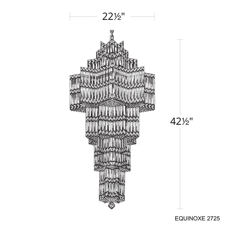 Equinoxe 35 Light 22.5in x 41.5in Pendant in Polished Gold with Clear Optic Crystals, Gold