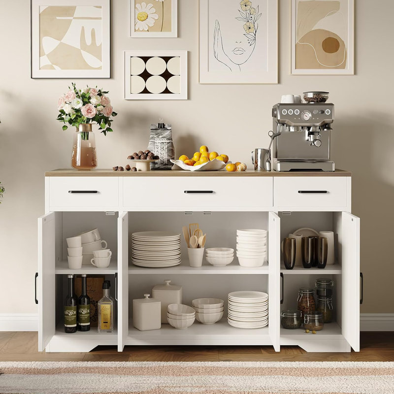 55 Inch Buffet Cabinet With Drawers,