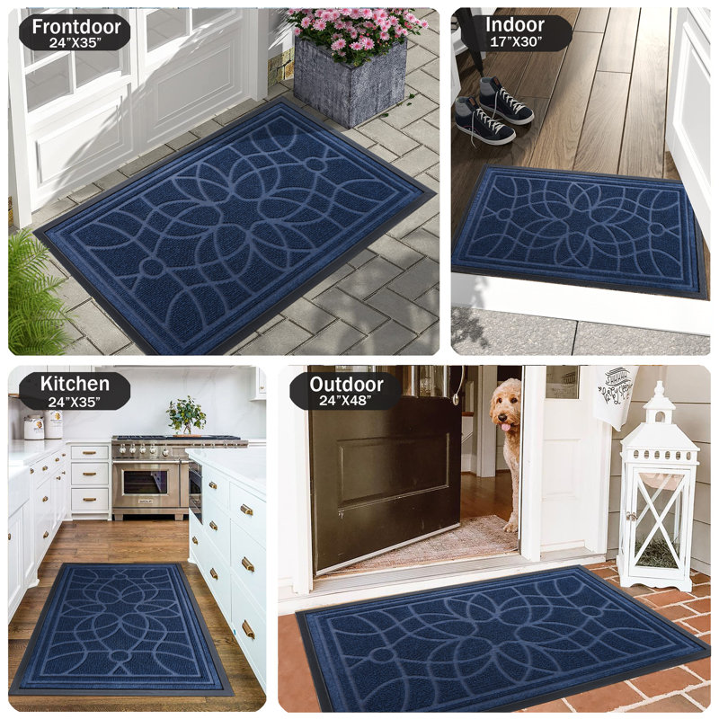 Non-Slip Outdoor Doormat, 43.2cm W x 76.2cm L, Navy