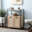 33.2'' H Rattan Laundry Hamper Cabinet with Shelf and Wheels